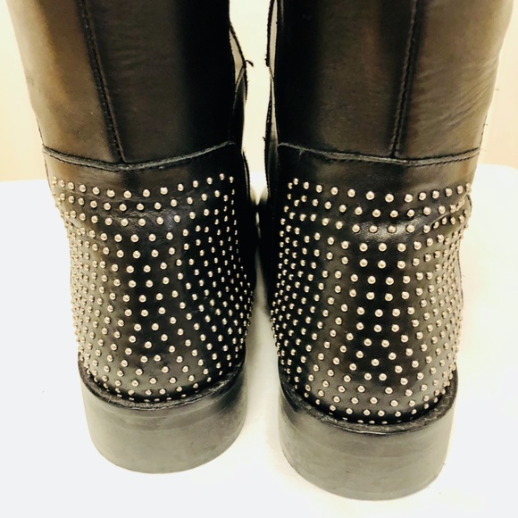 Italian Vera Gomma Studded Leather Tall Boots - Picture 4 of 9